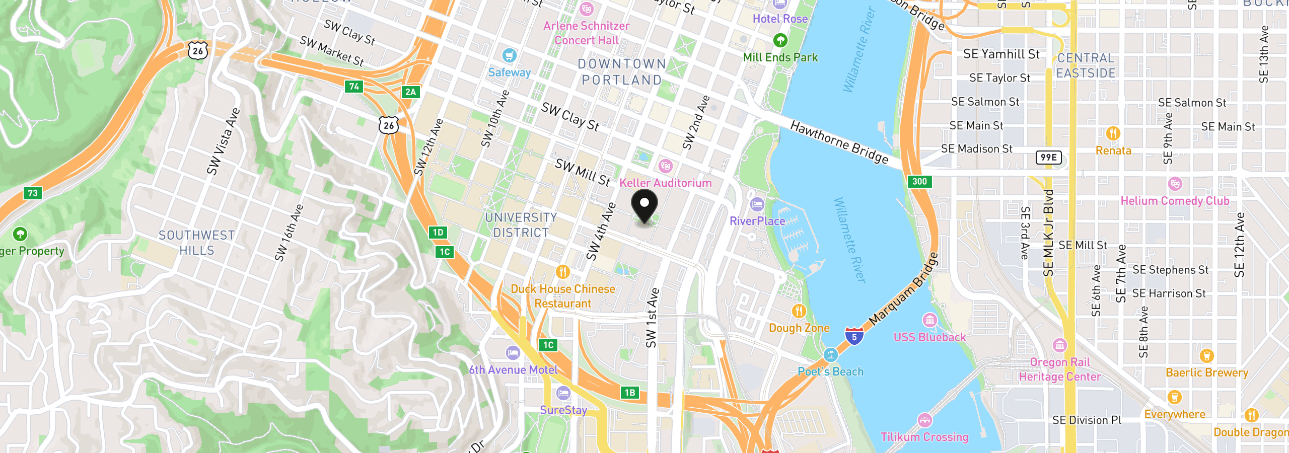 Map showing the location of 255 SW Harrison St 14d, Portland, OR 97201