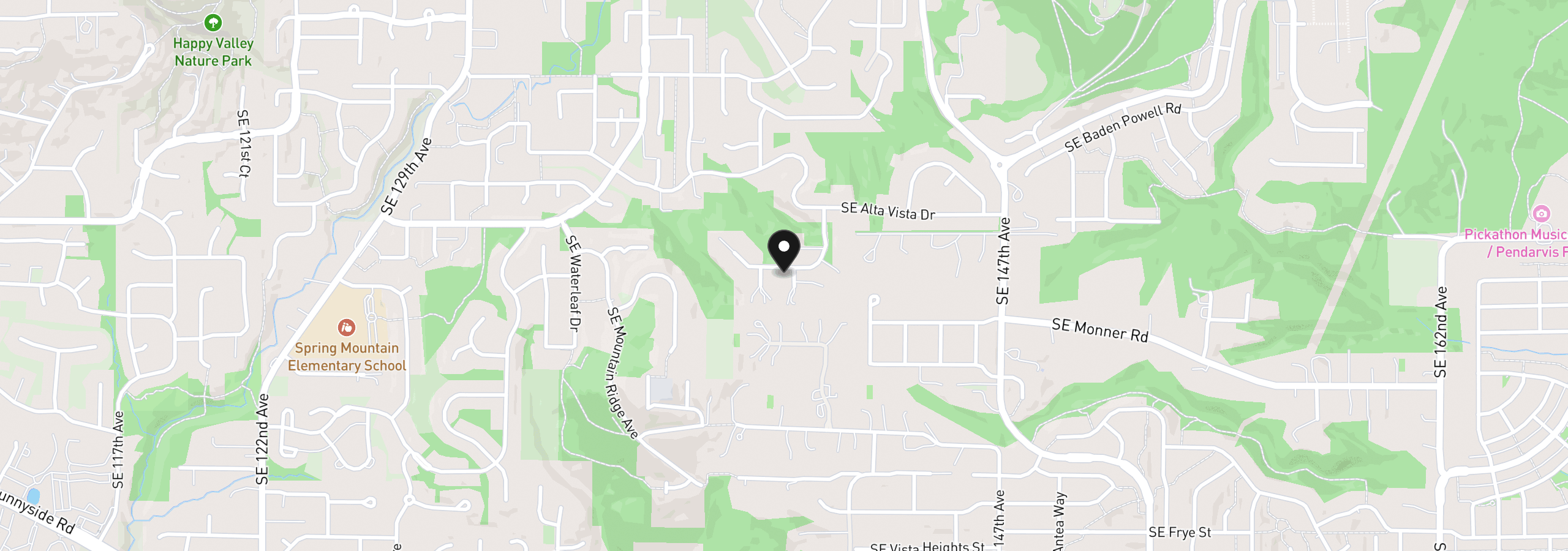 Map showing the location of 13980 SE Claremont St, Happy Valley, OR 97086