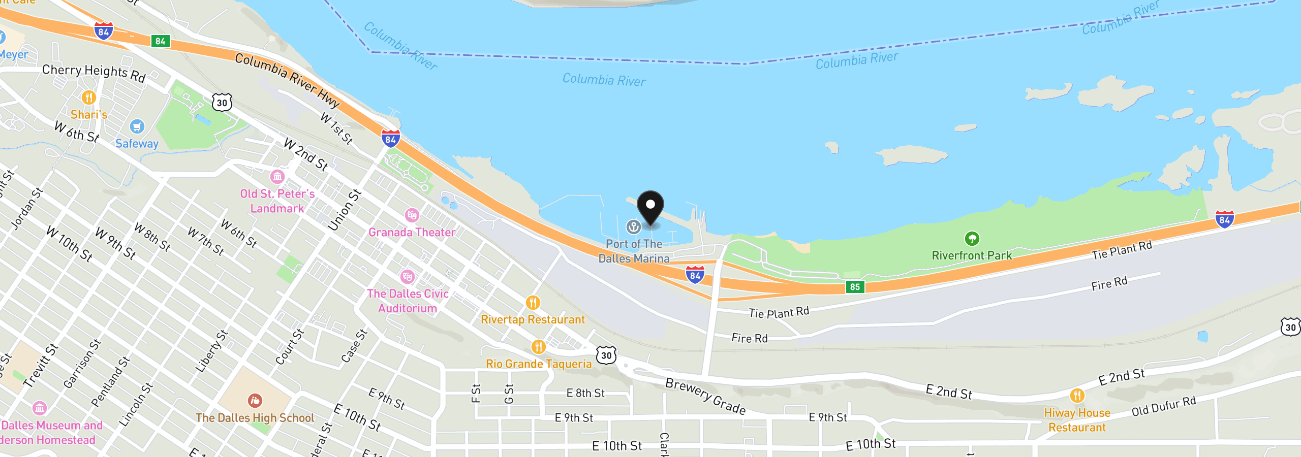 Map showing the location of 101 N Boat Basin Rd A-09, The Dalles, OR 97058