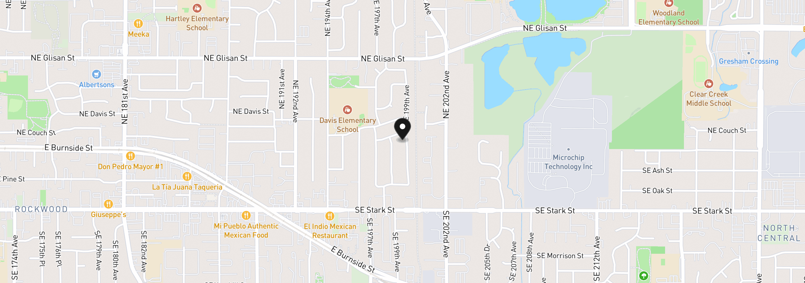 Map showing the location of 21 NE 199th Ave, Portland, OR 97230