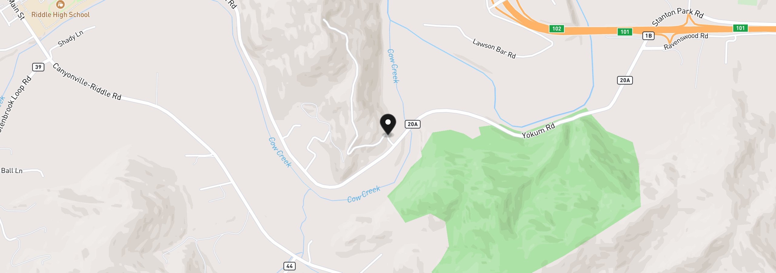 Map showing the location of 119 Winter Green Dr, Riddle, OR 97469