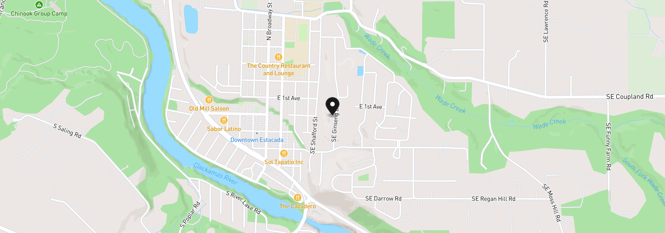 Map showing the location of 203 SE Ginseng Dr, Estacada, OR 97023