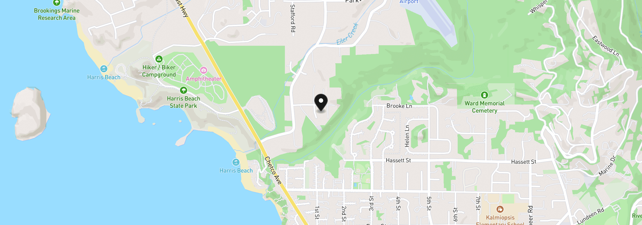 Map showing the location of 6925 Oakwood Ct, Brookings, OR 97415