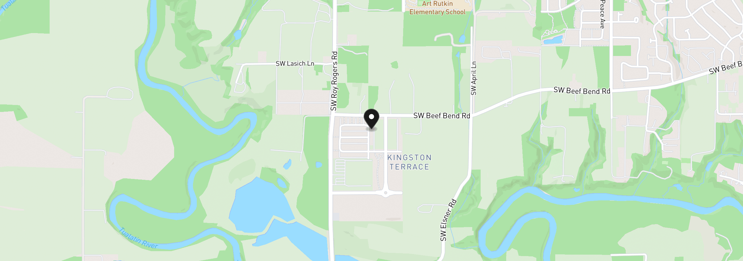 Map showing the location of 16596 SW Gypsum Ter, King City, OR 97140