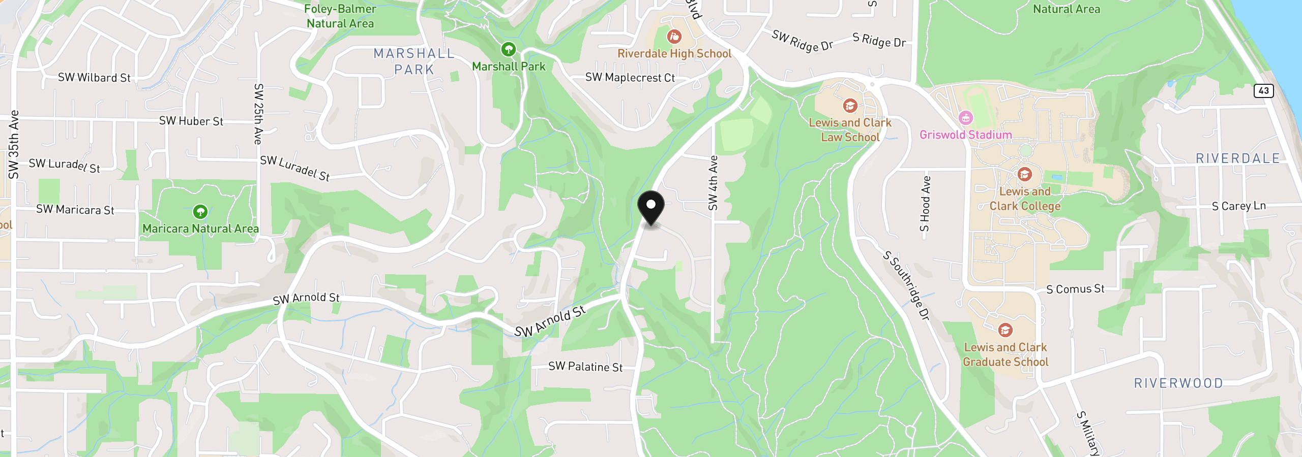 Map showing the location of 706 SW Colony Dr, Portland, OR 97219