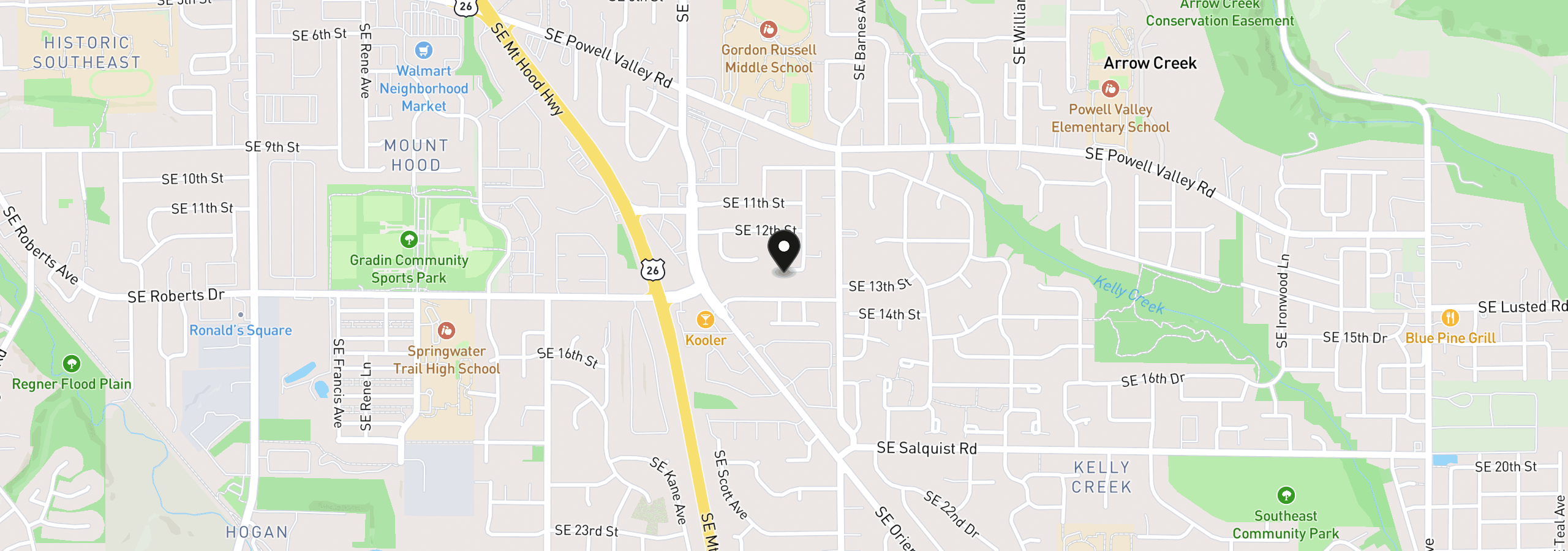 Map showing the location of 3689 SE 14th St, Gresham, OR 97080