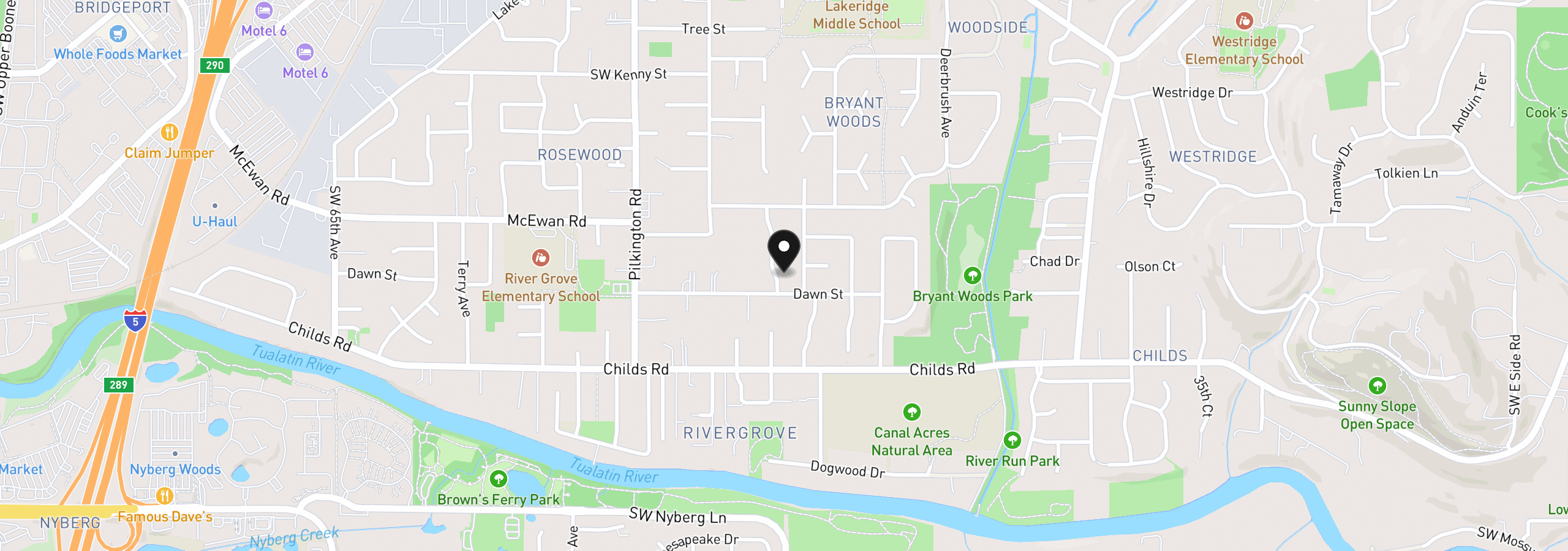 Map showing the location of 18978 Arrowwood Ave, Lake Oswego, OR 97035