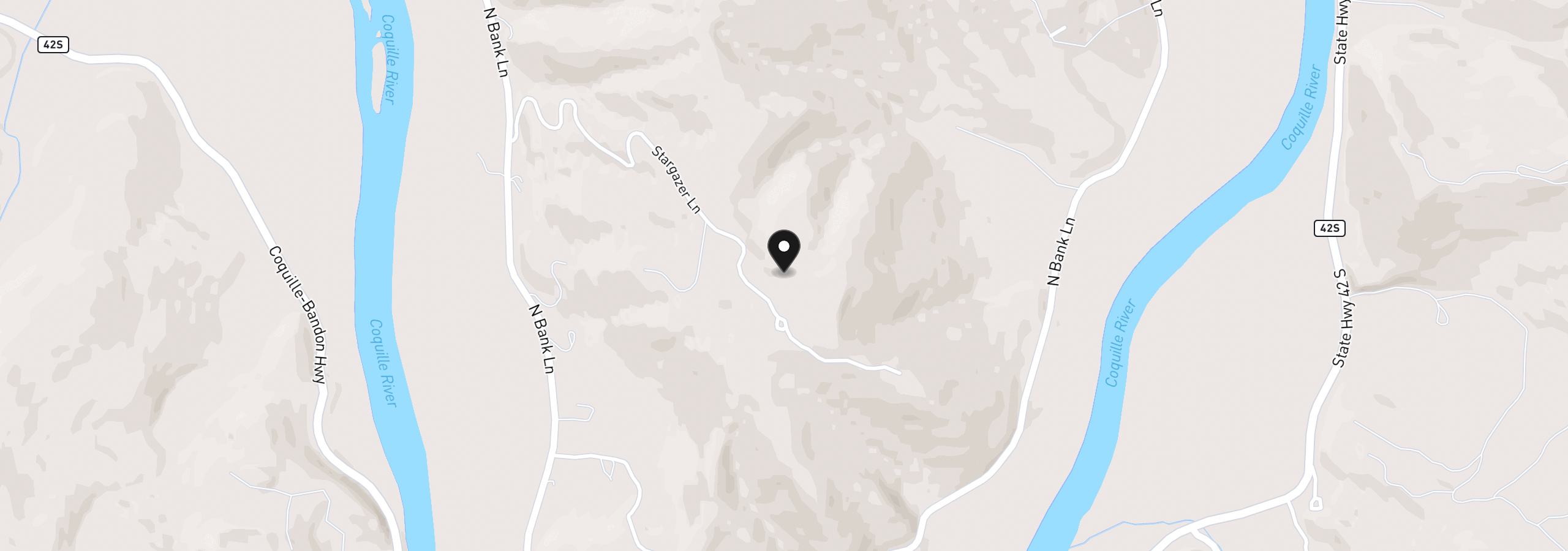 Map showing the location of 75175 Stargazer Lane, Coquille, OR 97423