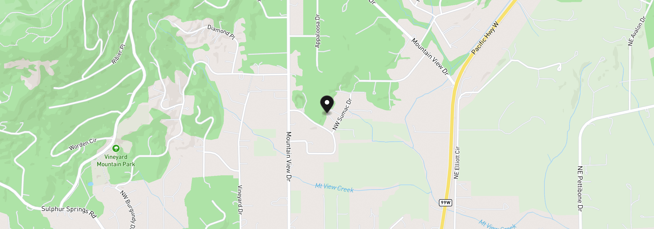Map showing the location of 6390 NW Sumac Dr, Corvallis, OR 97330