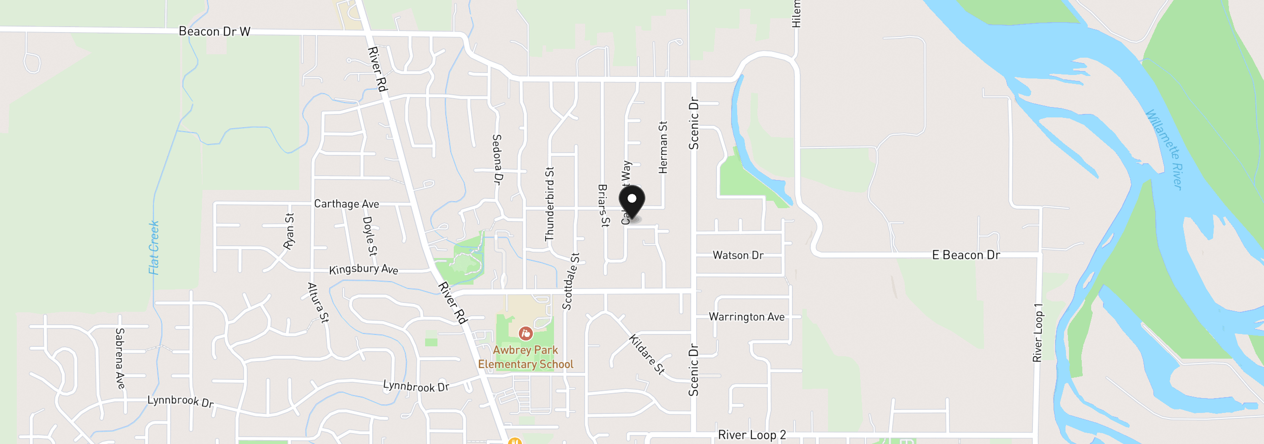Map showing the location of 4535 Calumet Way, Eugene, OR 97404