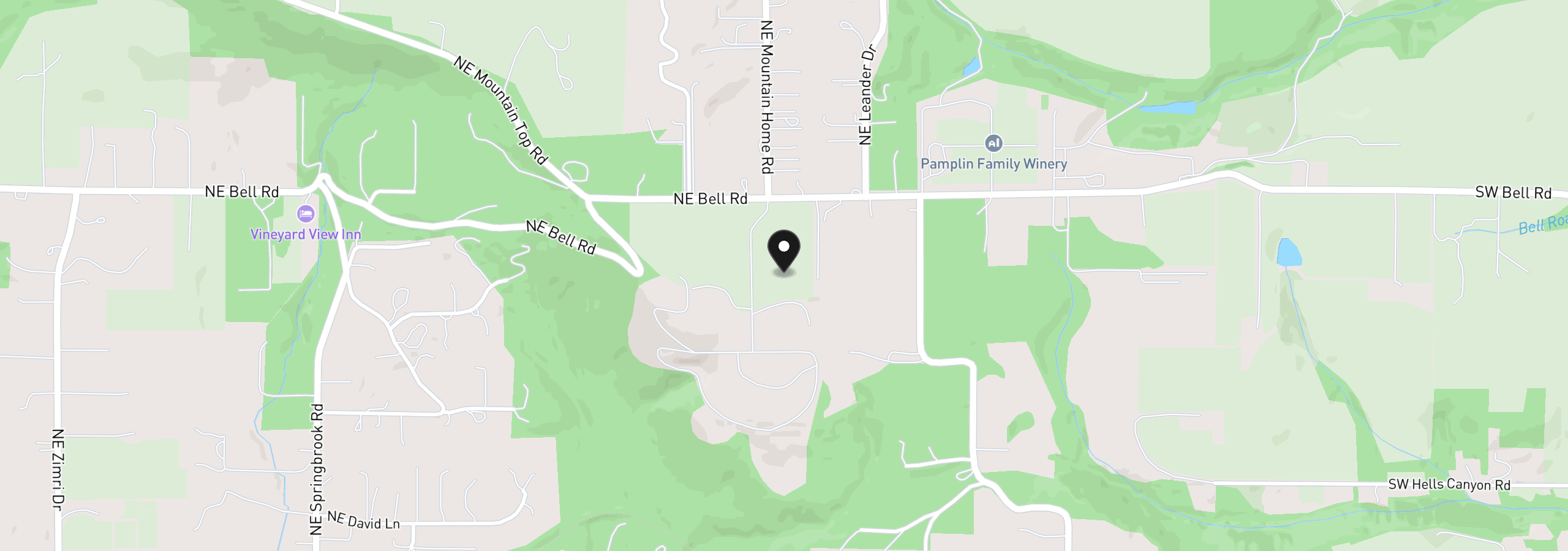 Map showing the location of 30460 NE Bell Rd, Newberg, OR 97132