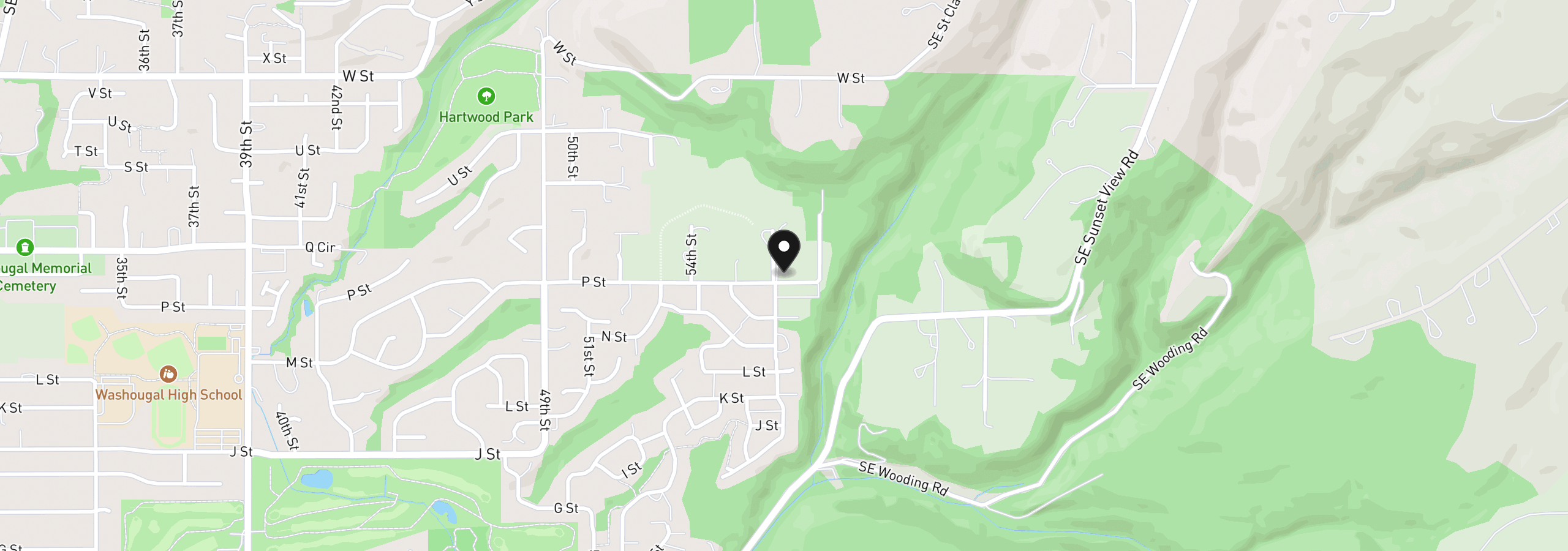 Map showing the location of 5775 P St, Washougal, Wa 98671