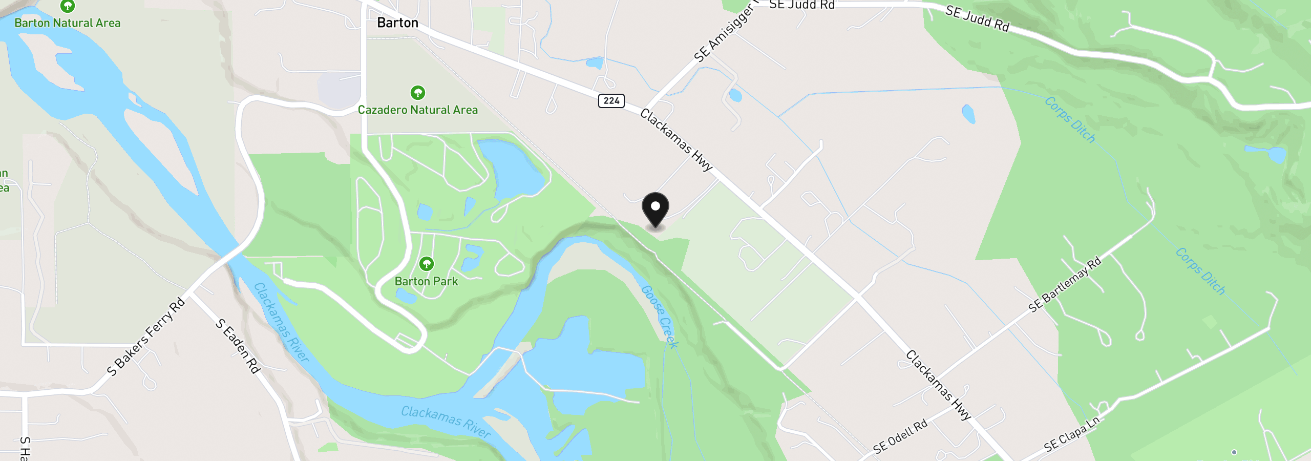 Map showing the location of 26190 SE Highway 224, Eagle Creek, OR 97022