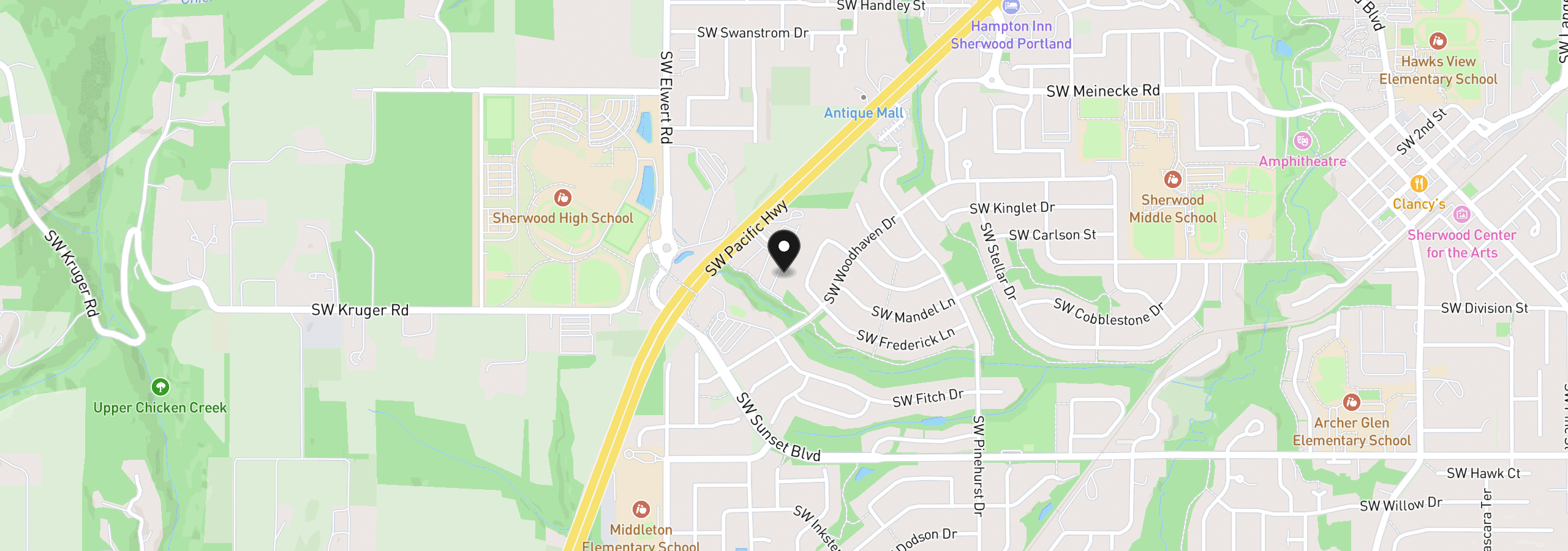 Map showing the location of 22862 SW Forest Creek Dr 203, Sherwood, OR 97140