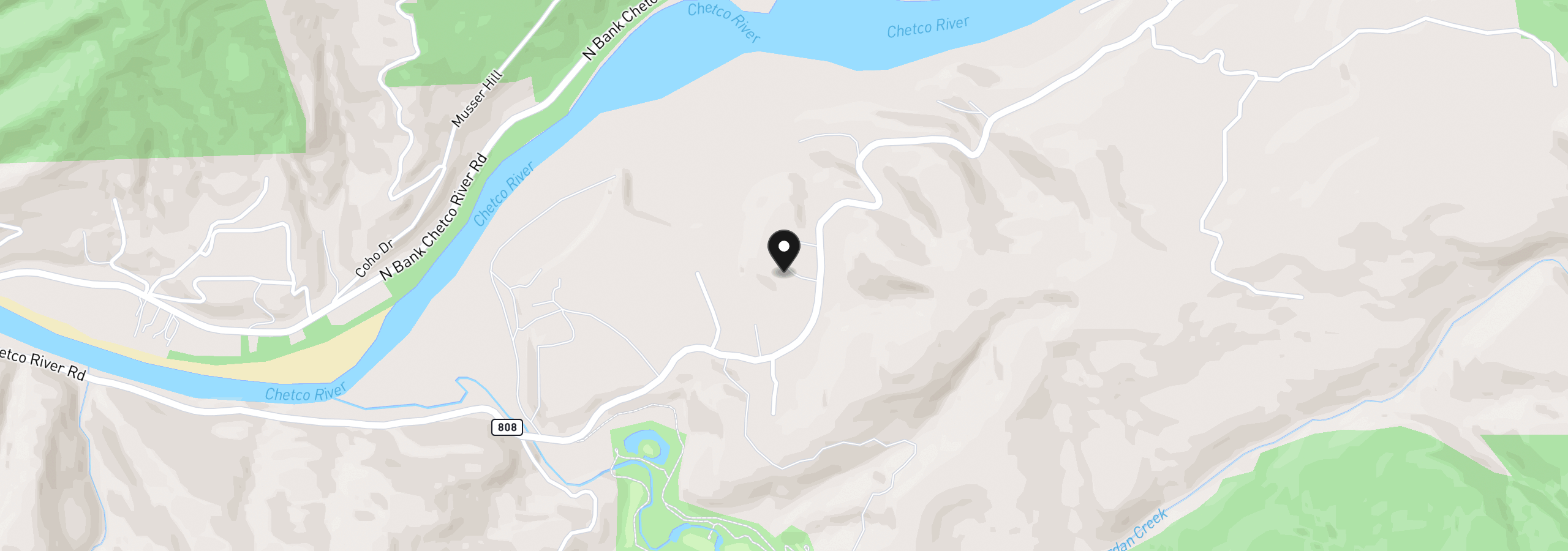 Map showing the location of 99330 S Bank Chetco River Rd, Brookings, OR 97415