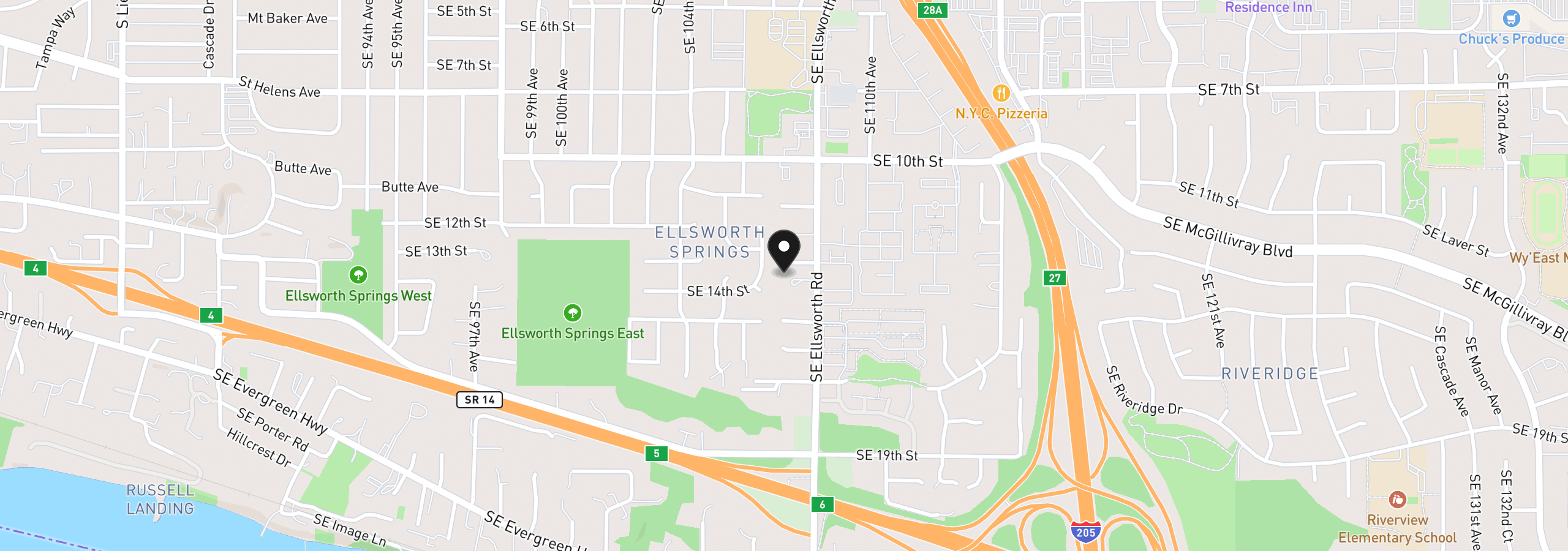 Map showing the location of 10711 SE 13th Cir, Vancouver, Wa 98664