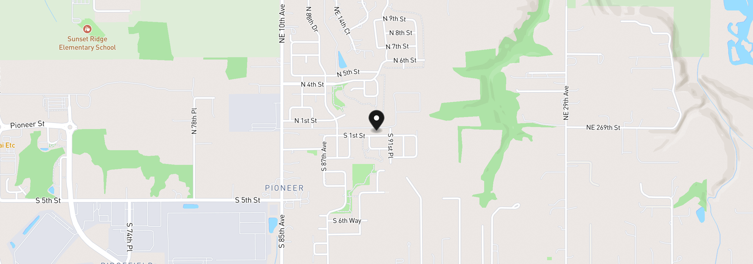 Map showing the location of 9026 S 1st St, Ridgefield, Wa 98642