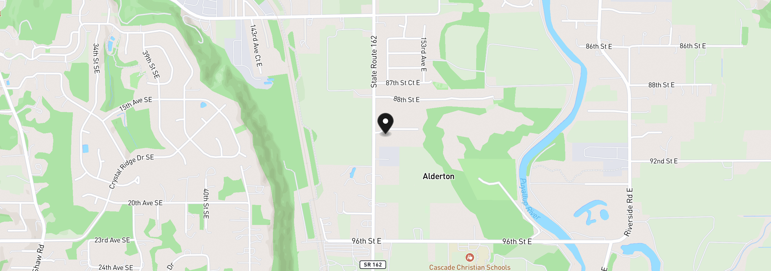 Map showing the location of 15002 90th St E, Puyallup, Wa 98372