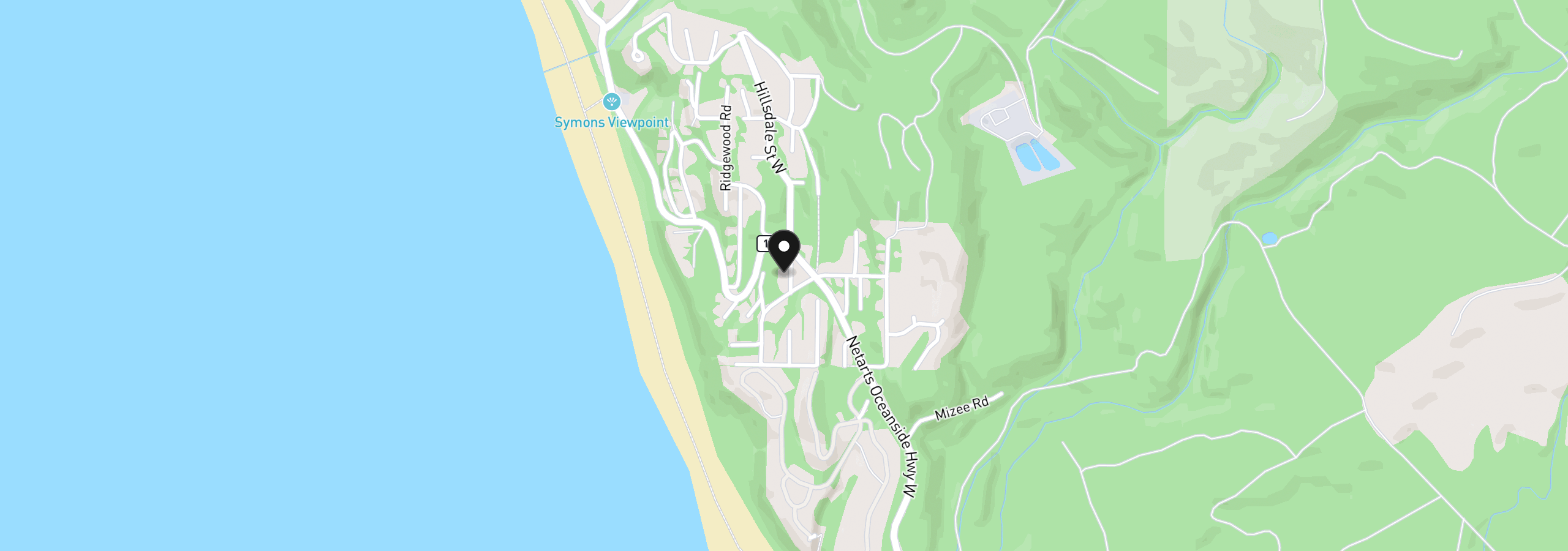 Map showing the location of Hillsdale Vl 1142, Oceanside, OR 97134
