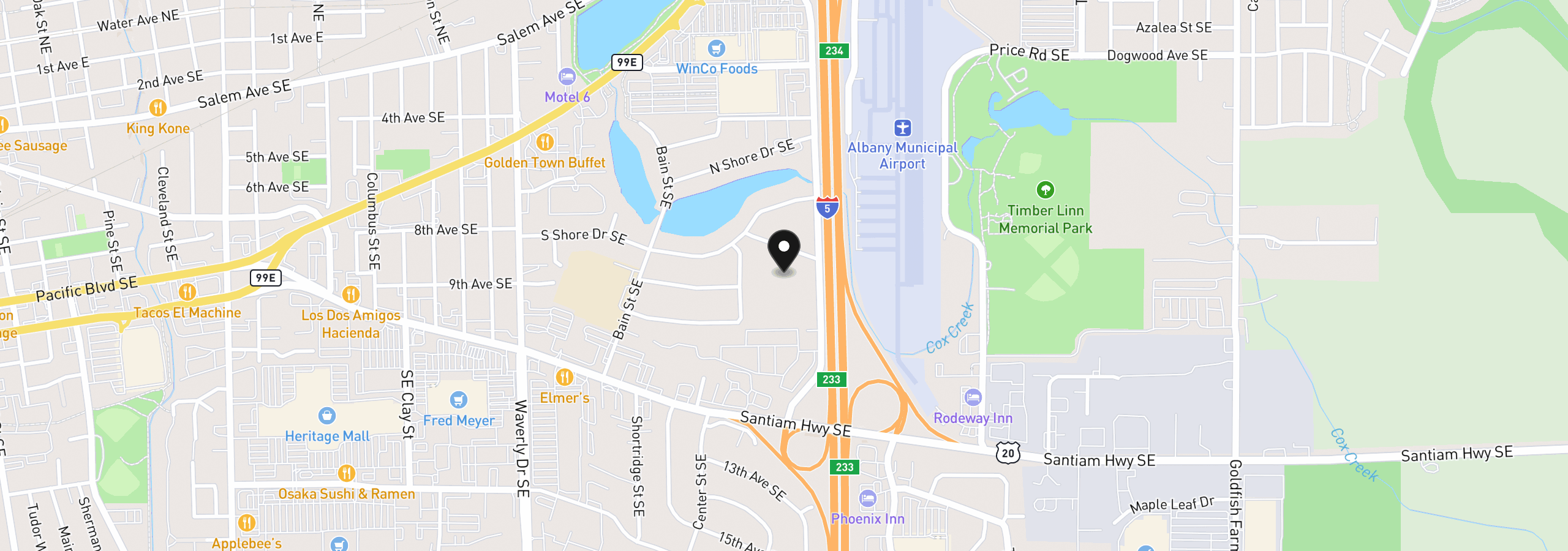 Map showing the location of 840 Airport Rd, Albany, OR 97322