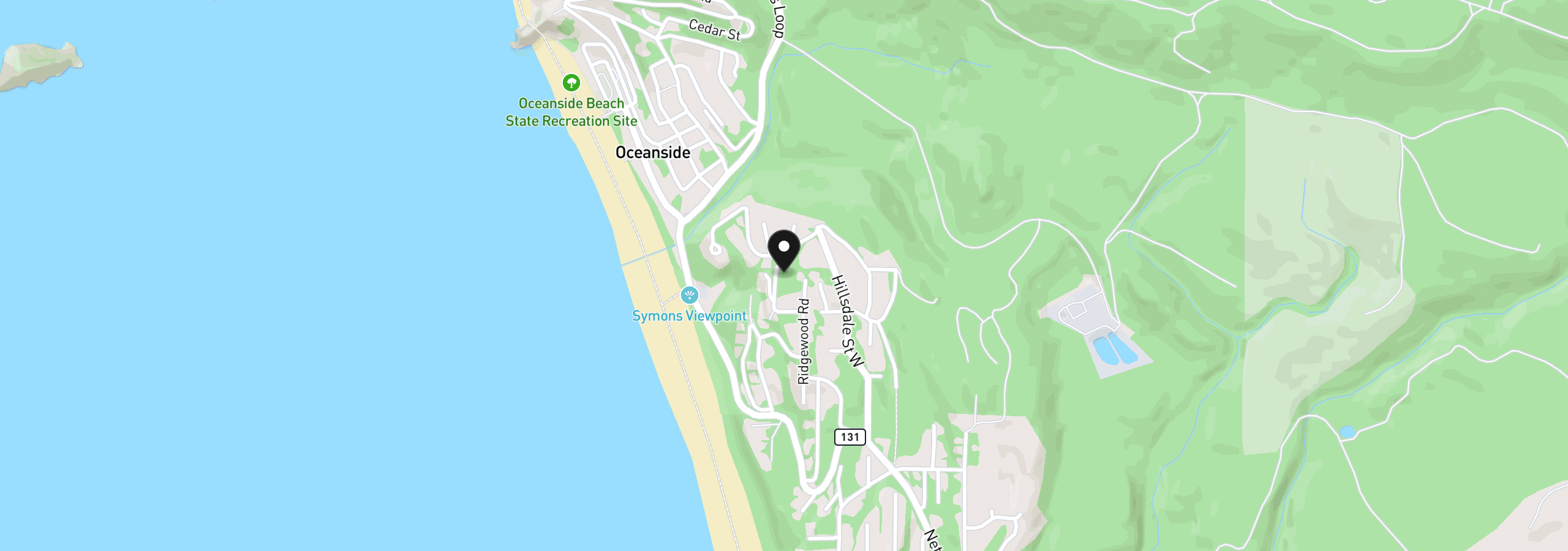 Map showing the location of Pinewood, Oceanside, OR 97134