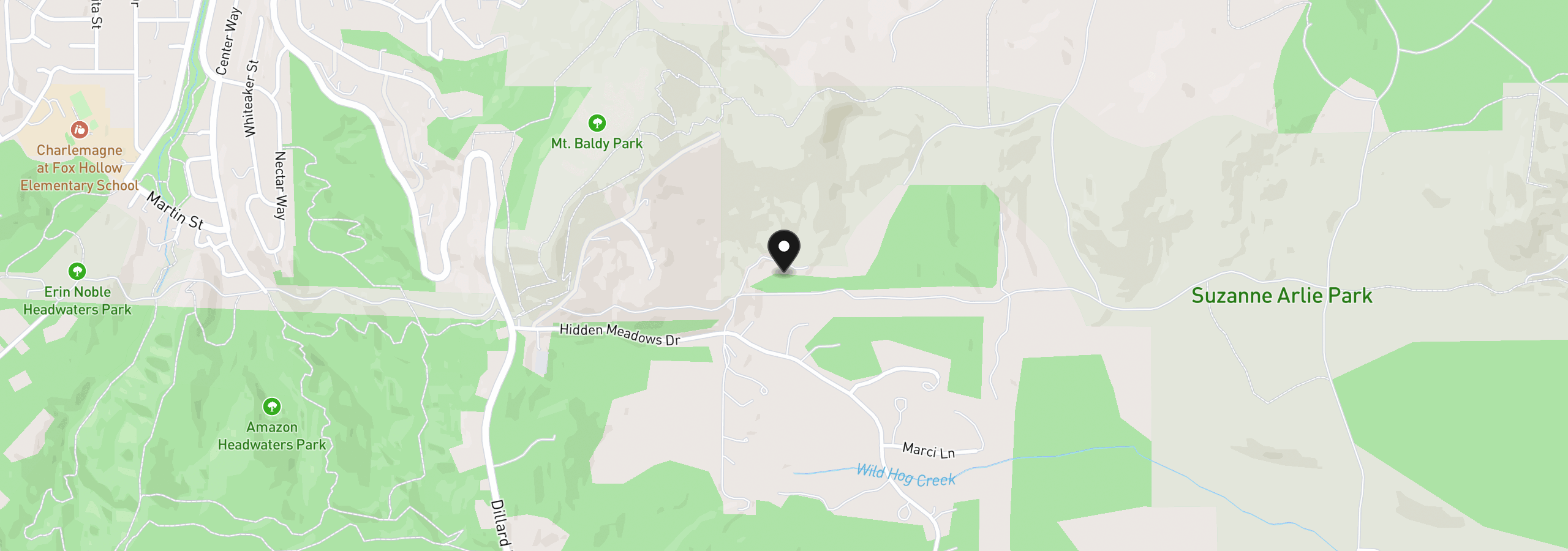 Map showing the location of Hidden Meadows, Eugene, OR 97405