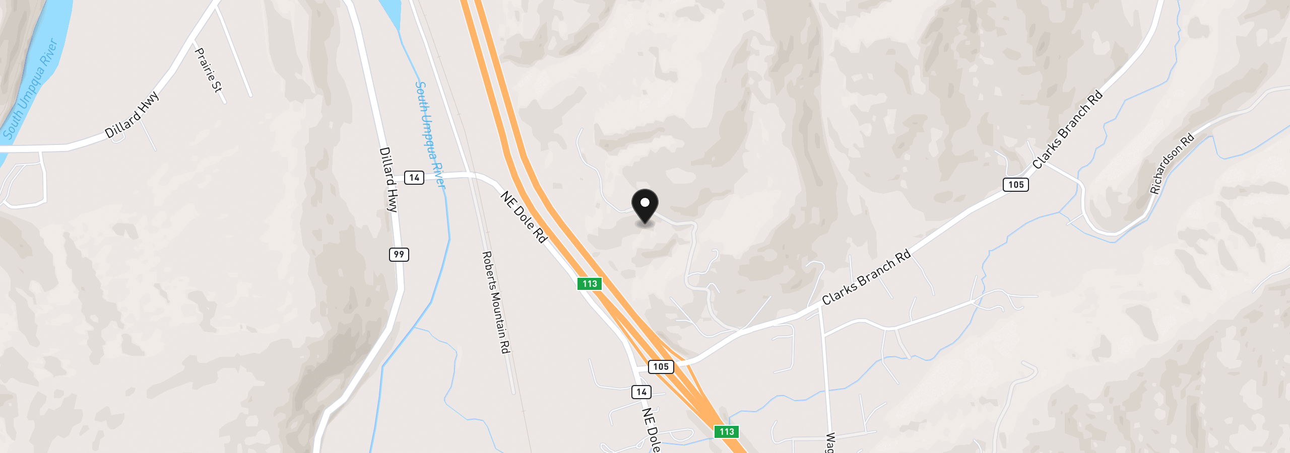Map showing the location of 540 Horizon Ln, Myrtle Creek, OR 97457