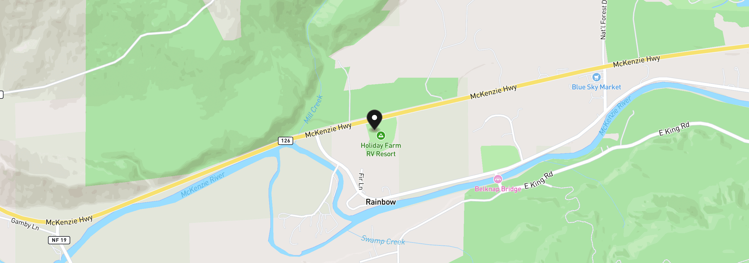 Map showing the location of 54432 McKenzie Hwy 41, McKenzie Bridge, OR 97413