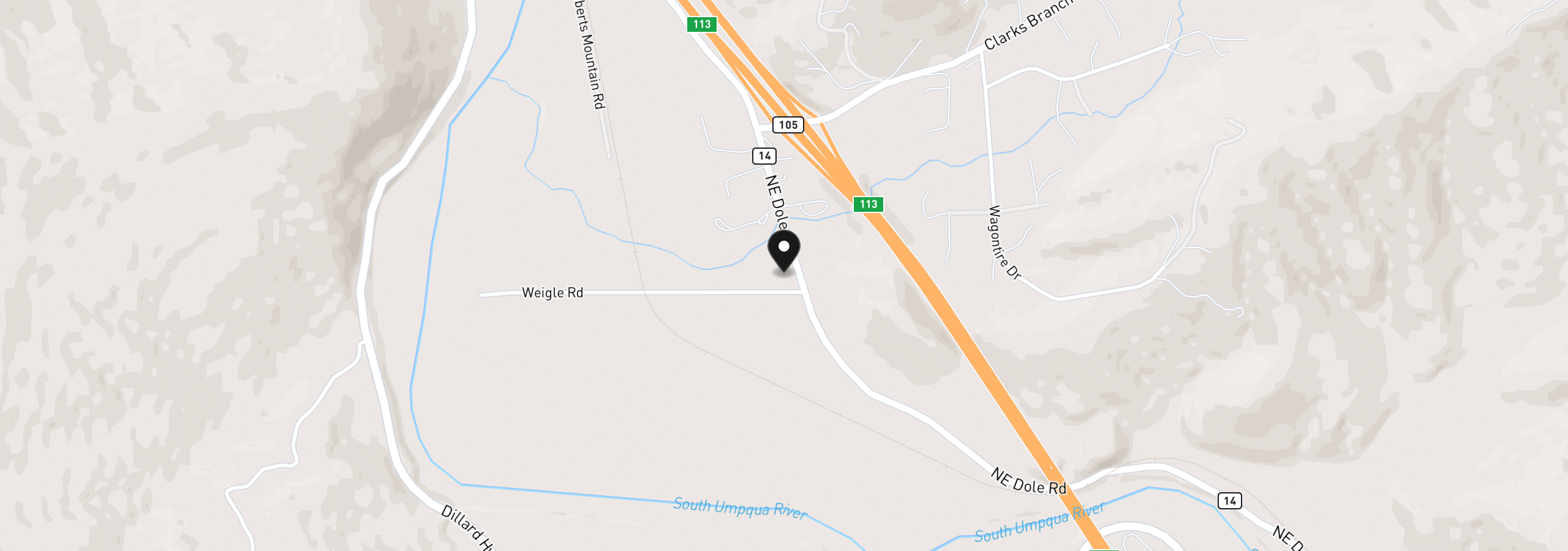 Map showing the location of 6228 Dole Rd, Myrtle Creek, OR 97457