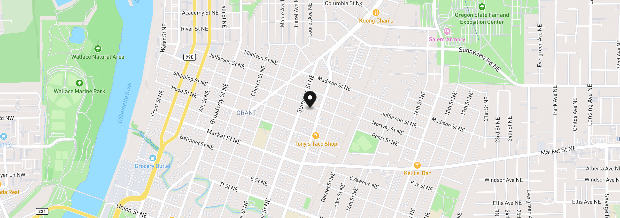 Map showing the location of 954 NE Norway St, Salem, OR 97301