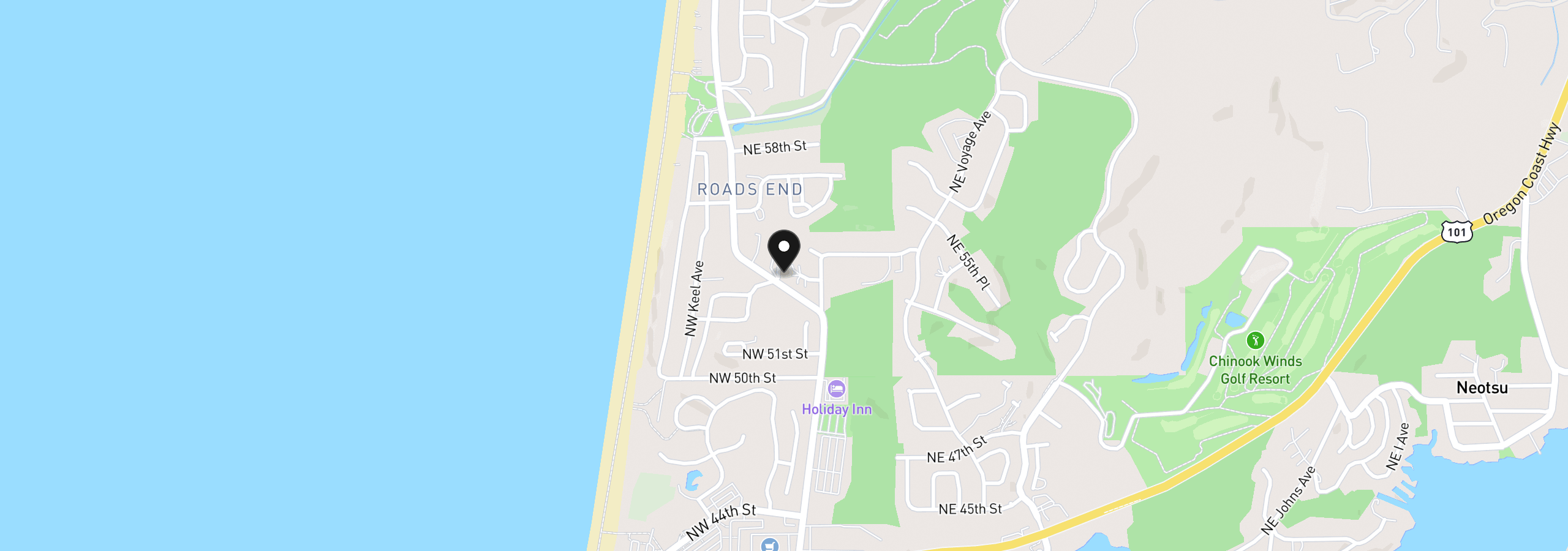 Map showing the location of 5310 NE Neptune Ln, Lincoln City, OR 97367