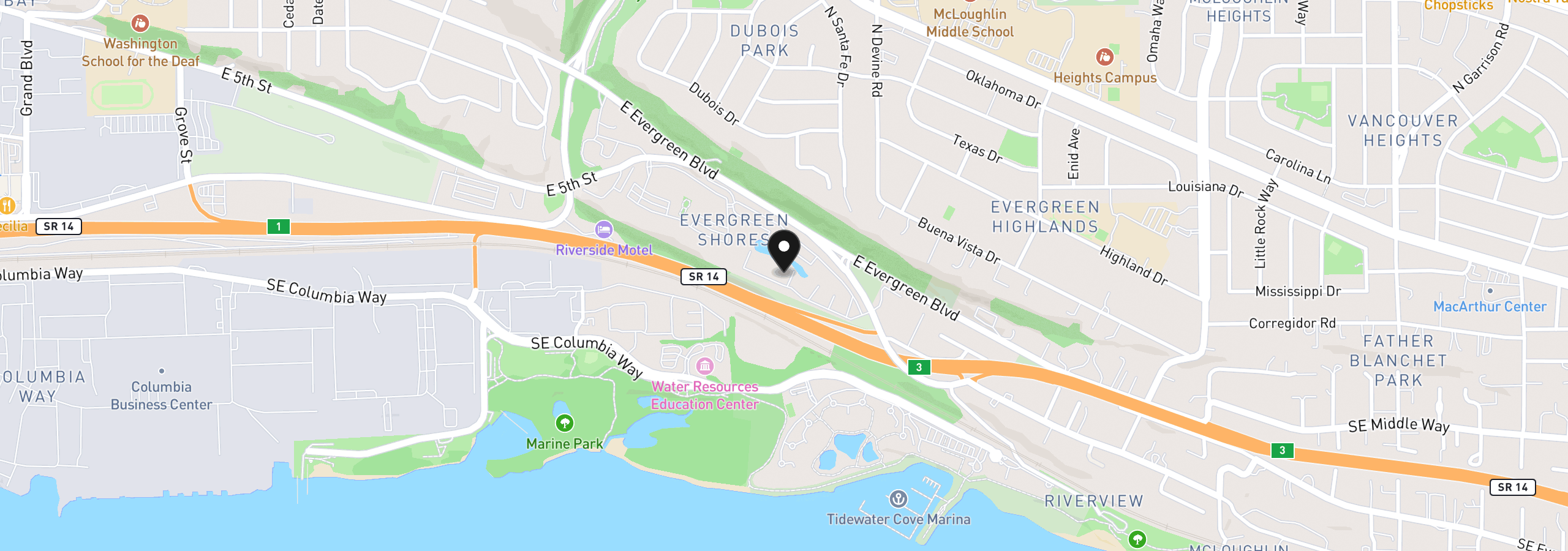 Map showing the location of 5545 E Evergreen Blvd 6506, Vancouver, Wa 98661