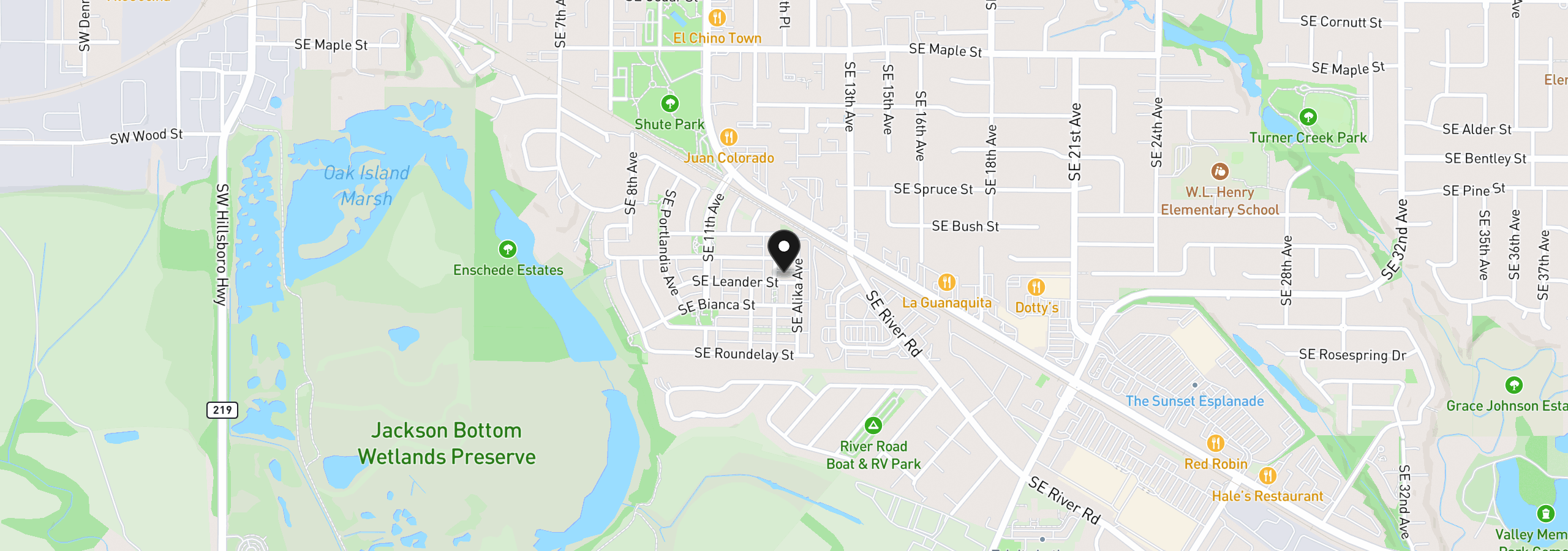 Map showing the location of 1271 SE Leander St, Hillsboro, OR 97123