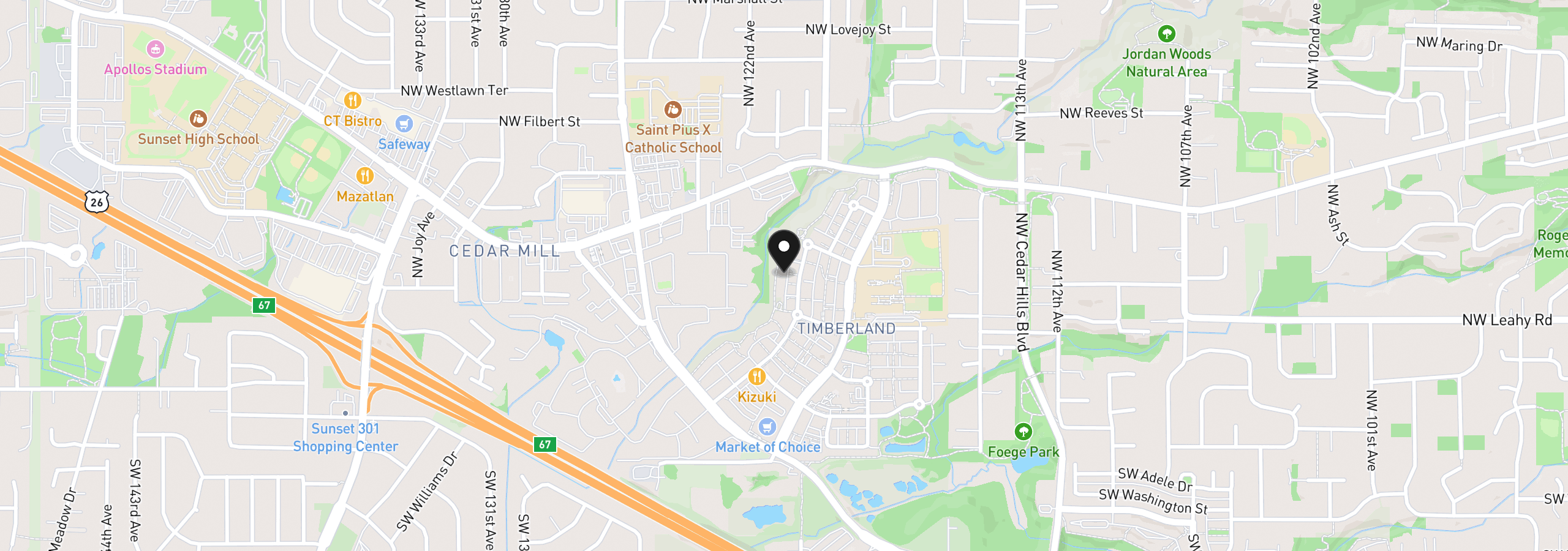 Map showing the location of 595 NW Lost Springs Ter 303, Portland, OR 97229