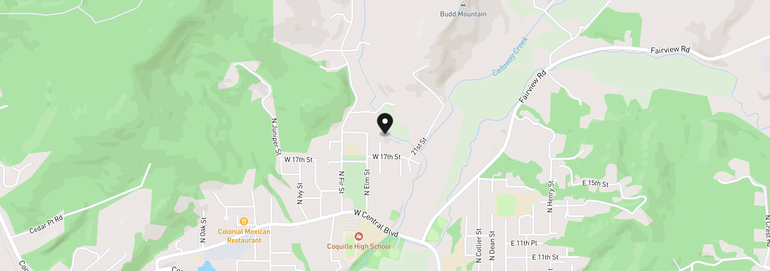 Map showing the location of Dogwood, Coquille, OR 97423