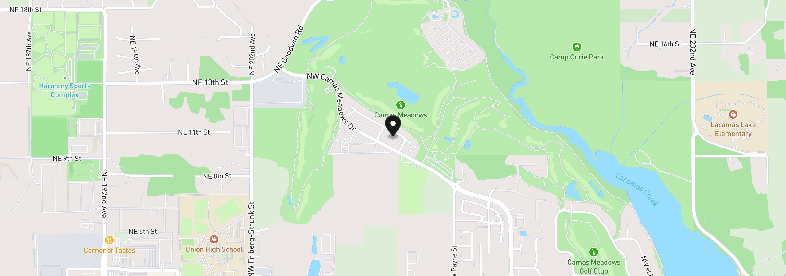 Map showing the location of 4725 NW 71st Ave, Camas, Wa 98607