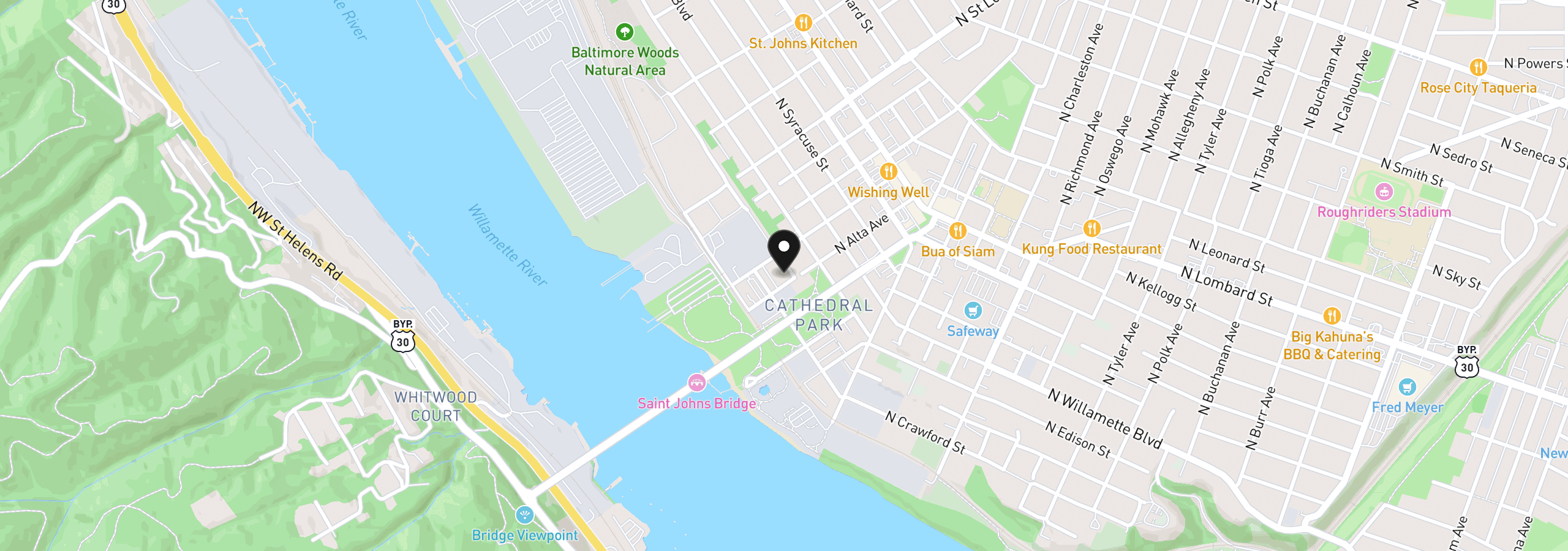 Map showing the location of 8712 N Decatur St 303, Portland, OR 97203