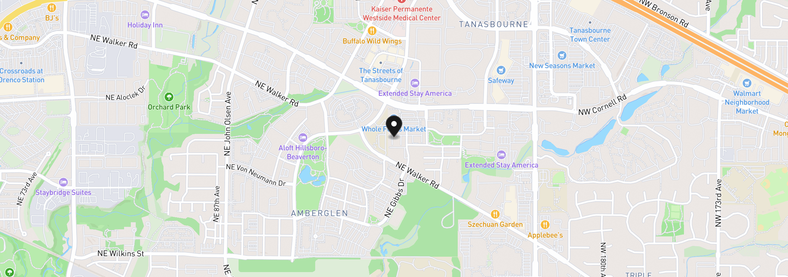 Map showing the location of 1831 NE 101st Ave 102, Hillsboro, OR 97006