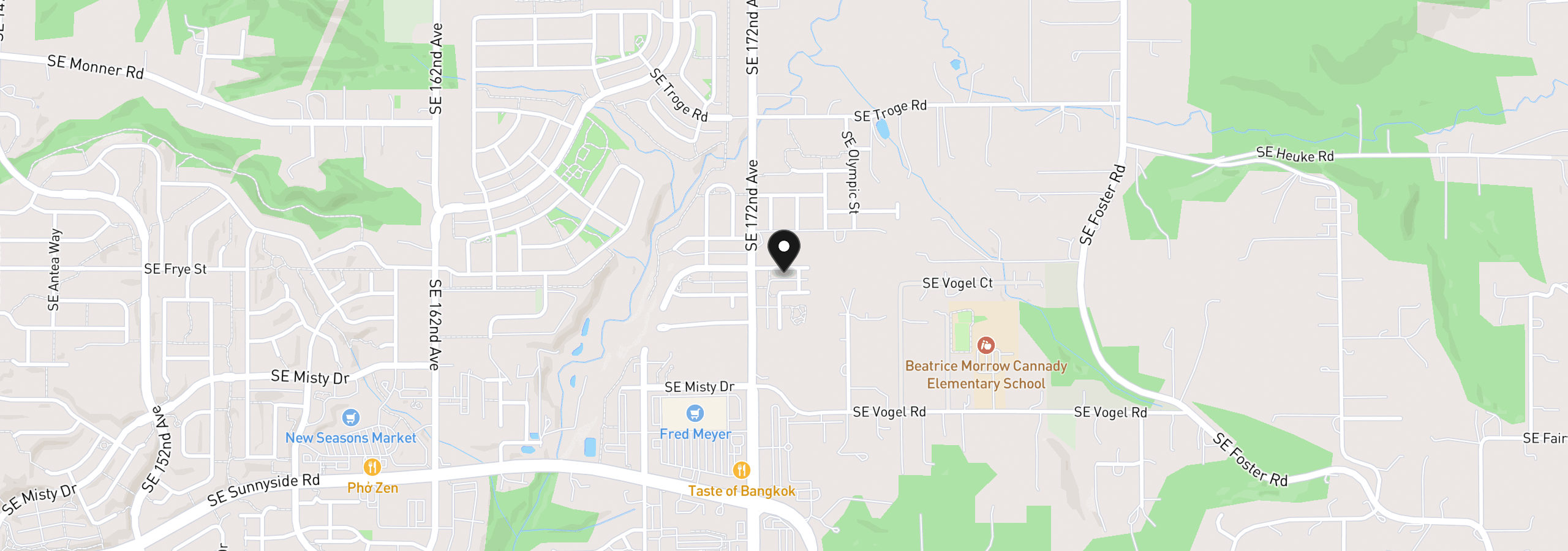 Map showing the location of 17322 SE Crossroads Ave, Happy Valley, OR 97089