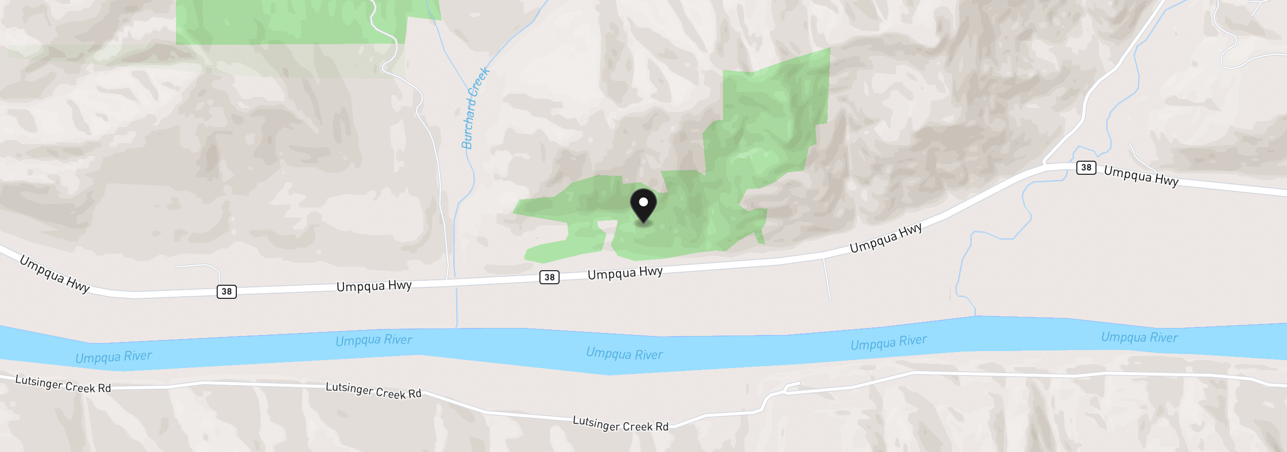 Map showing the location of 0 State Highway 38, Elkton, OR 97436