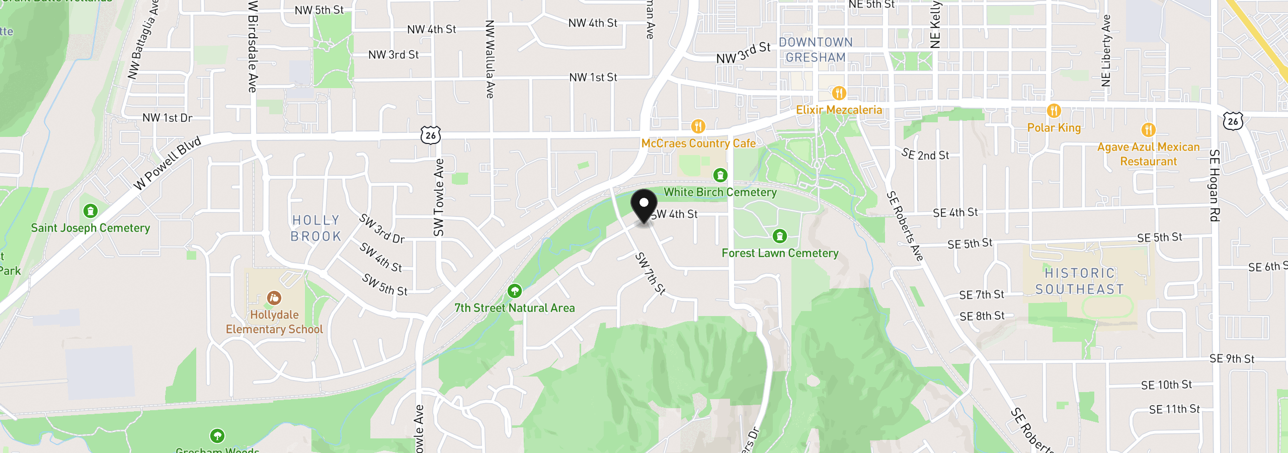 Map showing the location of 586 SW 6th St, Gresham, OR 97080