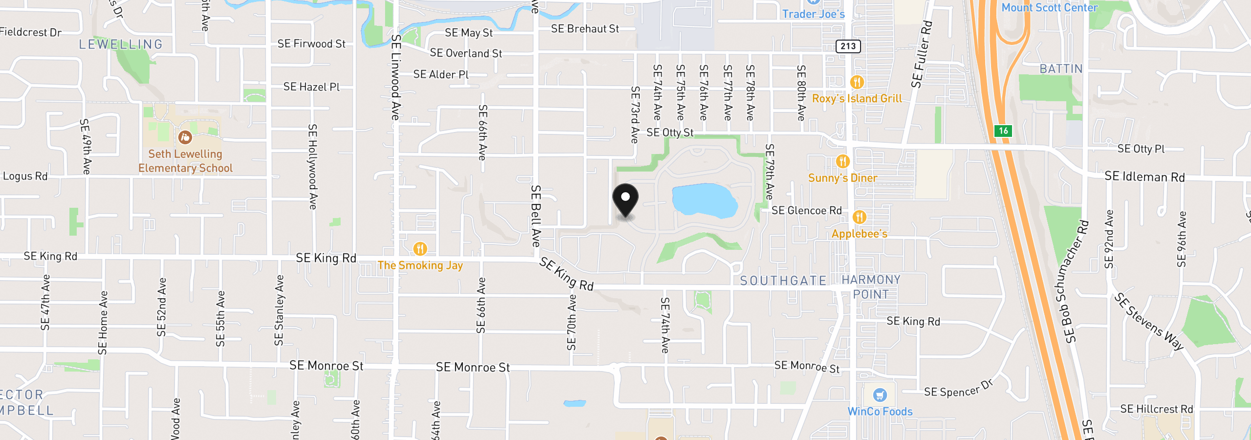 Map showing the location of 10400 SE Cook Ct 65, Milwaukie, OR 97222