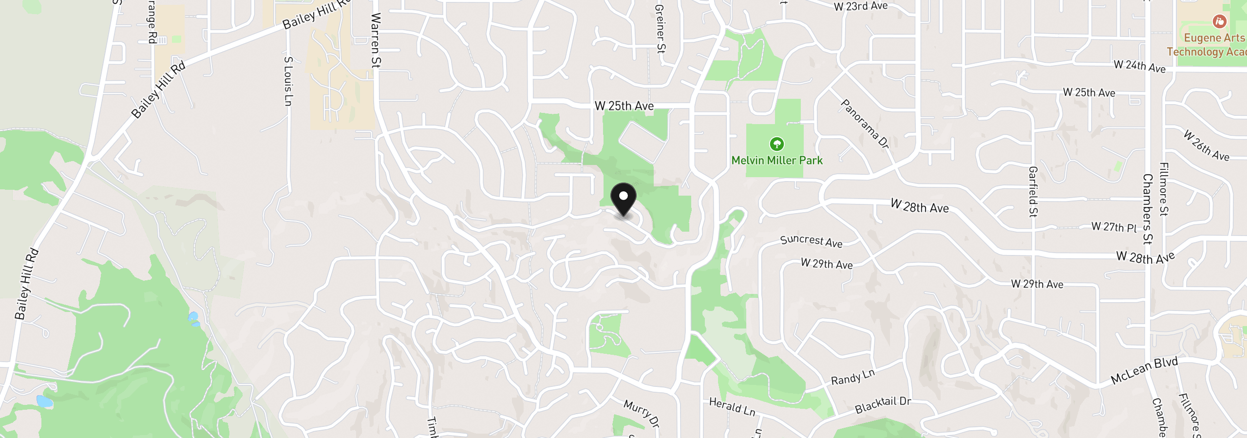 Map showing the location of Aerie Park Pl, Eugene, OR 97405