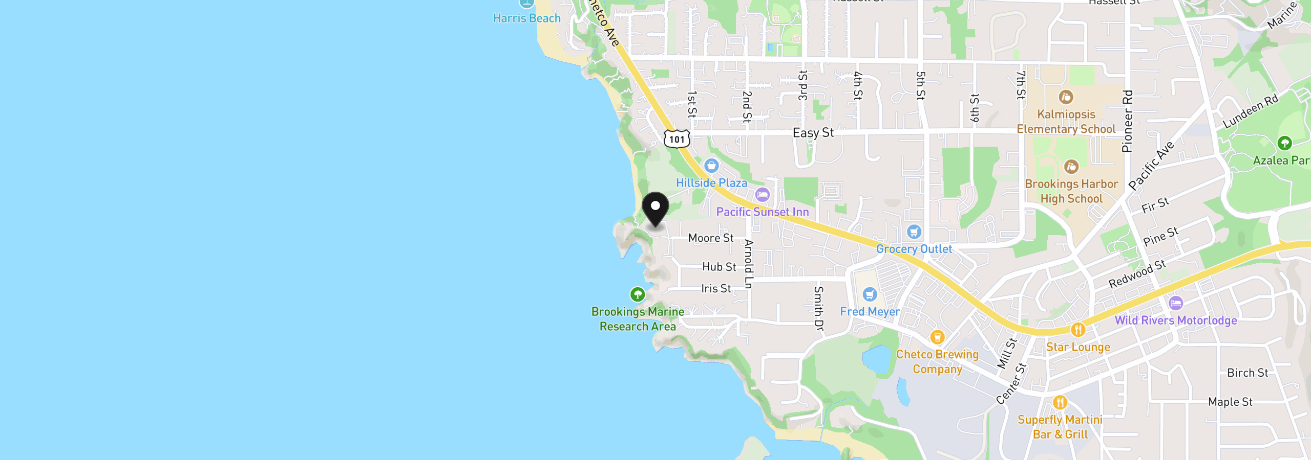 Map showing the location of 1307 Moore St 803, Brookings, OR 97415