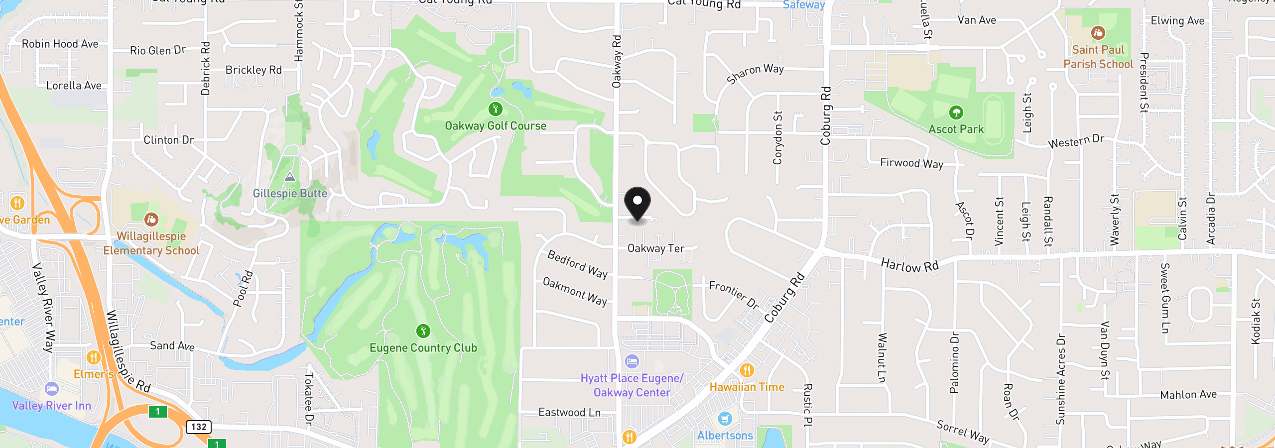 Map showing the location of 2240 Turnberry Ct, Eugene, OR 97401