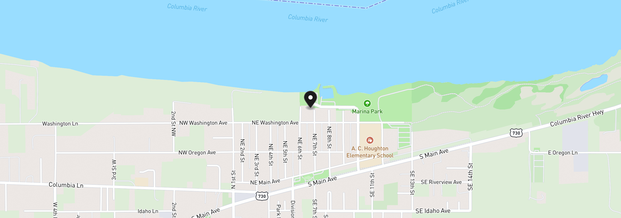 Map showing the location of 445 NE Seventh St, Irrigon, OR 97844