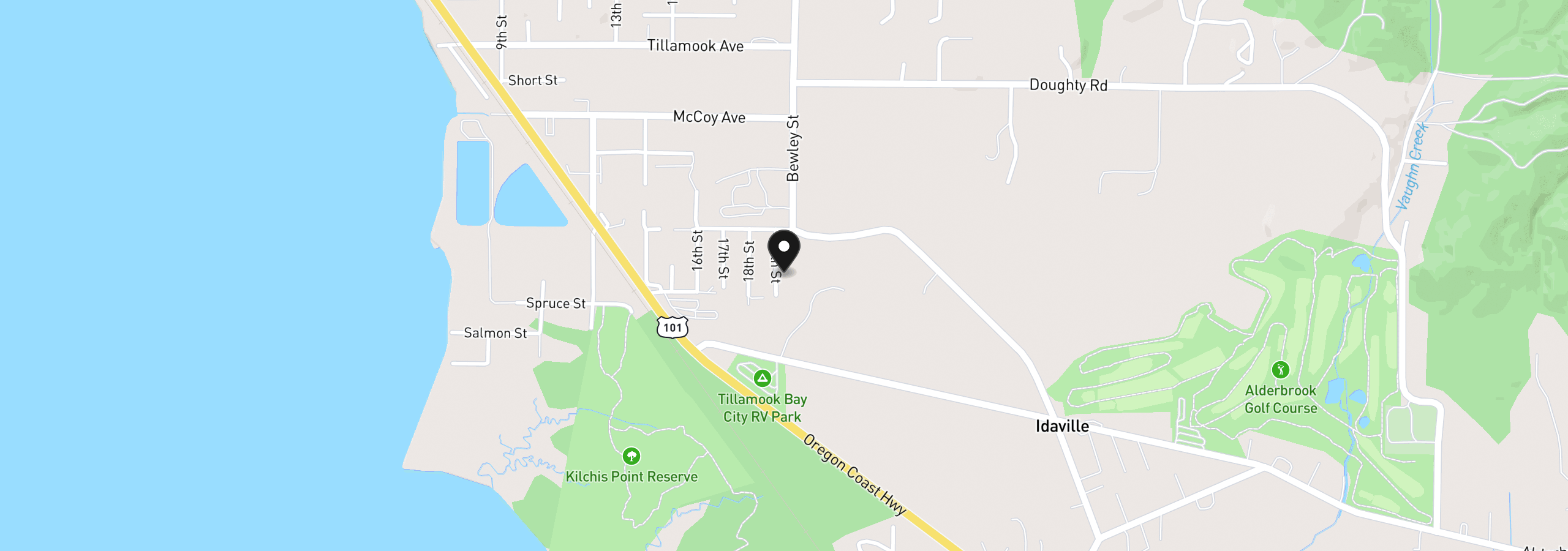 Map showing the location of 7845 19th St, Bay City, OR 97107