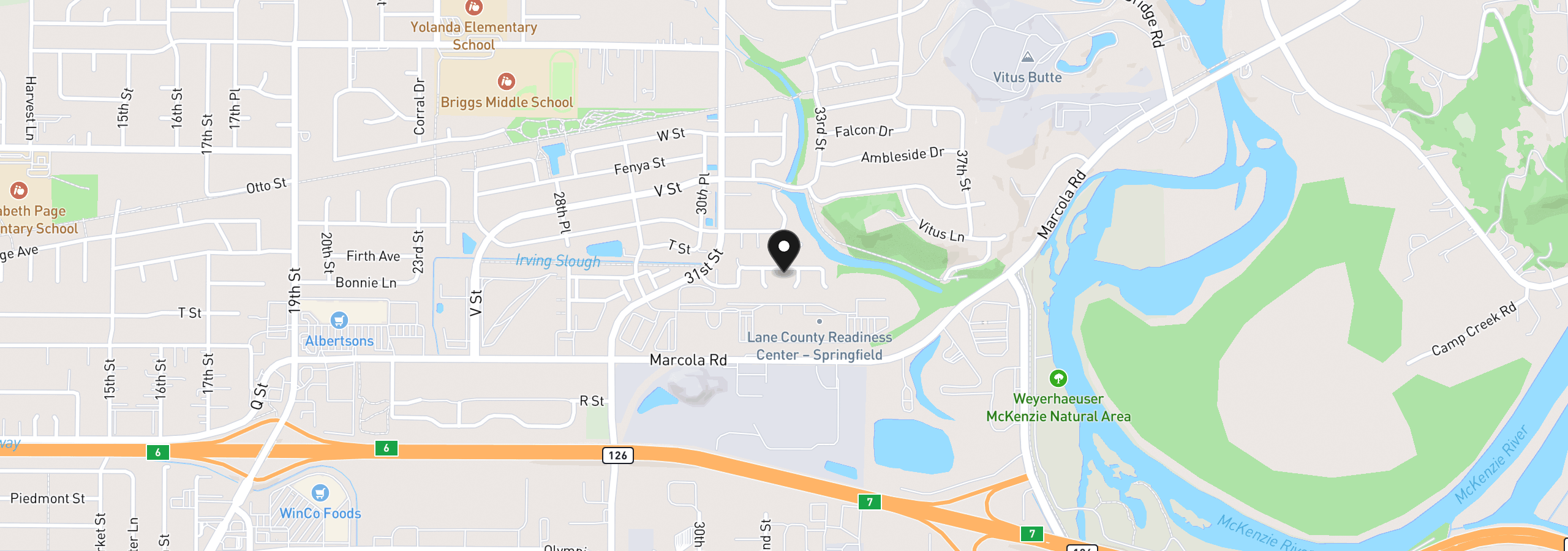 Map showing the location of 2145 31st St 39, Springfield, OR 97477