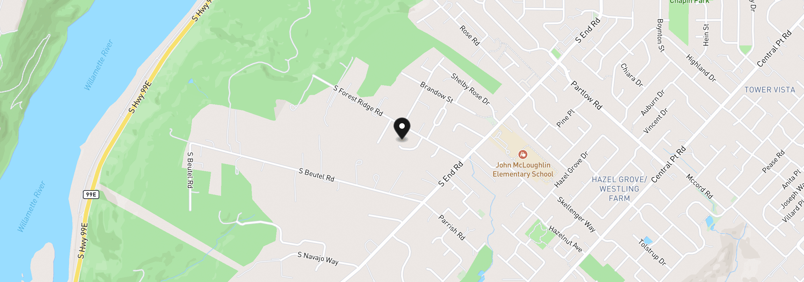 Map showing the location of 19301 Sunnyridge Ct, Oregon City, OR 97045