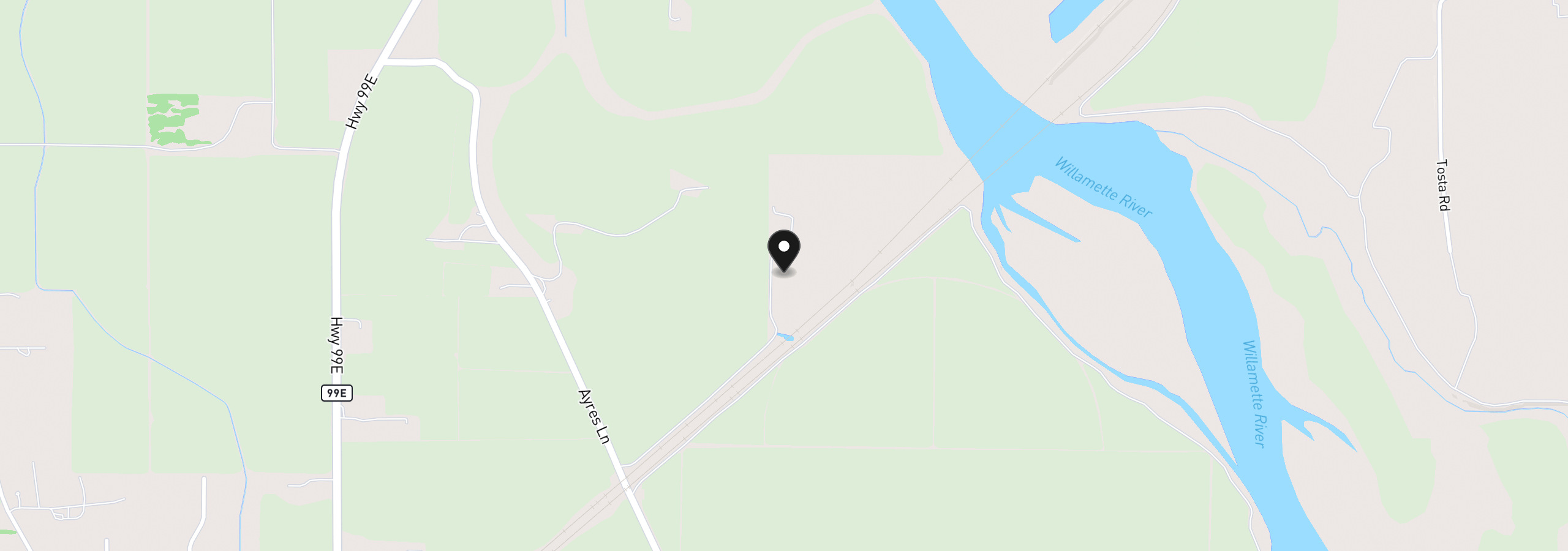 Map showing the location of 94985 Ayres Ln, Junction City, OR 97448
